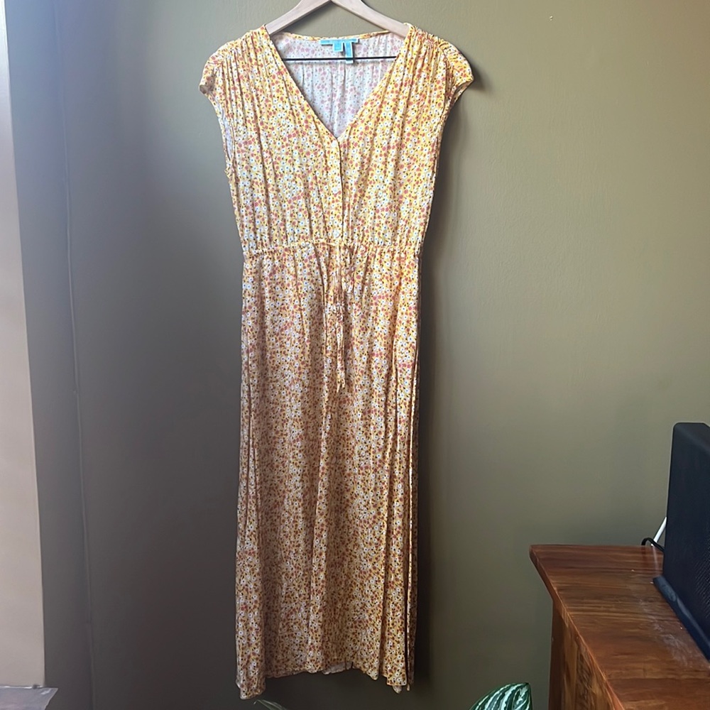 Draper James Yellow Floral Button-down Midi Dress Size XS
